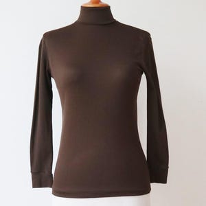 Brown 60s Roll Neck Top // 100% Nylon // Top