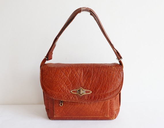 50s Vintage Leather Shoulder/Top Handle Bag // Bro