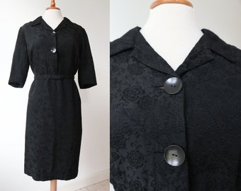 Black 50s Vintage Dress // Belted // Hand Made