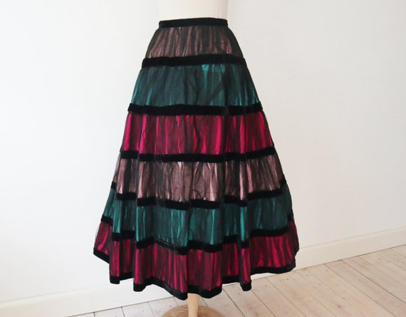 Gorgeous 50s Black High Waisted Vtg. Maxi Skirt W… - image 4