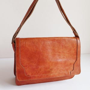 Beautiful Tan Leather Bag // Bel Sac // Shoulder/Crossbody Bag // Hand Made In Denmark