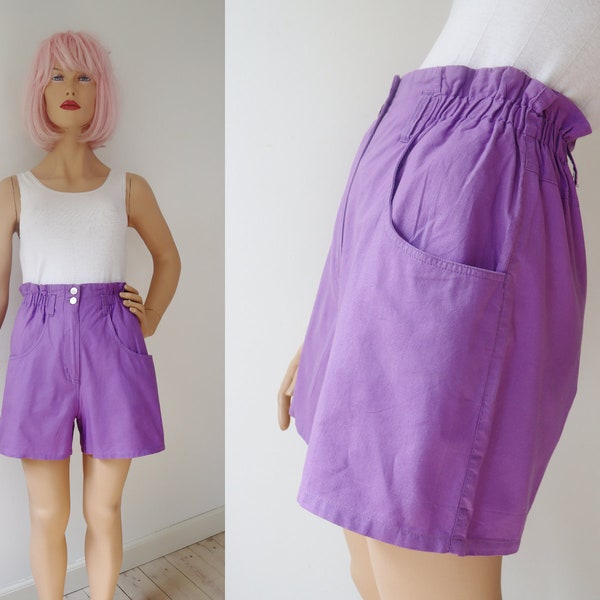 Purple 80s Vintage Highwaisted Shorts // Elastic Waist // D Size 32/34 - F Size 34/36 - It Size 42 // Made In W.Germany