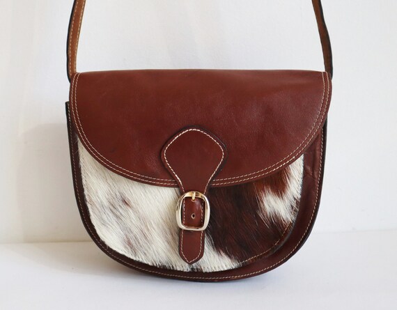 Brown Vtg. Vegan Shoulder/Crossbody Bag With Fur