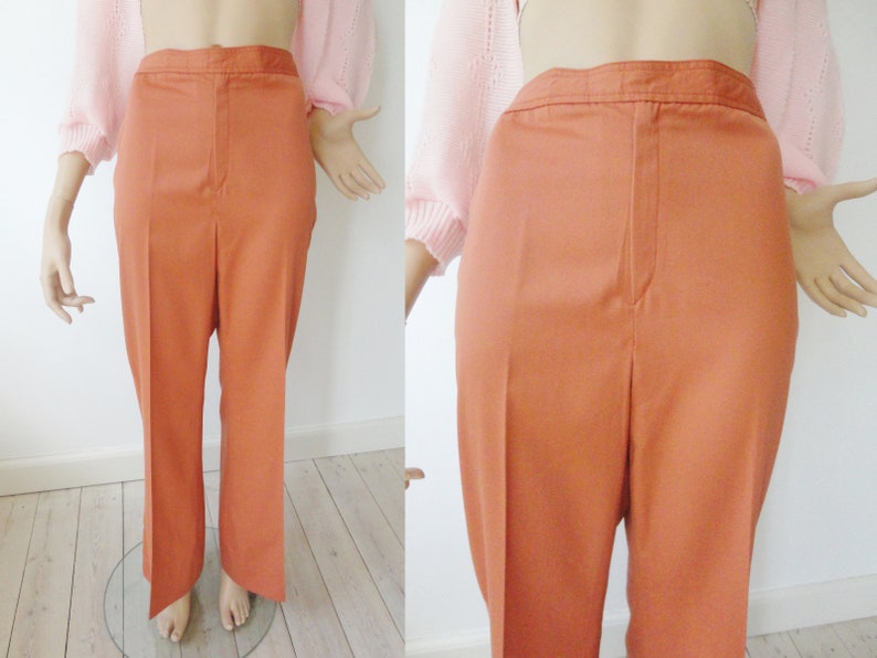 Cool 70s Highwaisted CoralSalmon Colored Vintage Flare Pants Size M