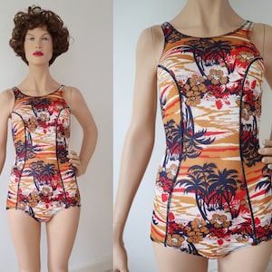 Costume da bagno SPEEDO Vtg. multicolore anni &#39;80 // Taglia 86L/34L // Spiaggia esotica // Prodotto in Inghilterra