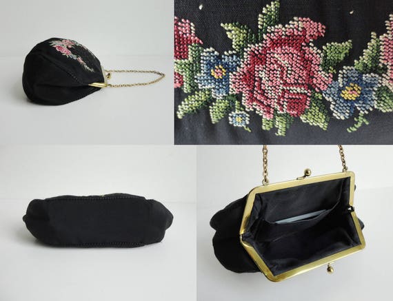 Very Beautiful 50s Embroidered Vintage Handbag Wi… - image 4