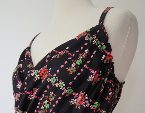 Black 70s Vintage Summer Strap Dress // Pink Gree… - image 7