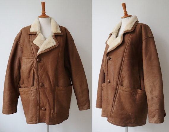 Brown 70s 80s Mens Leather/Sheepskin Vintage Jack… - image 2