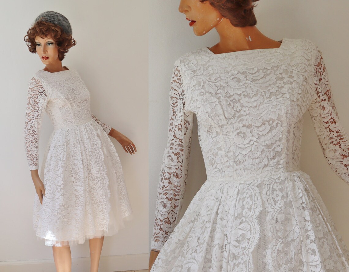 Très belle robe blanche de dentelle 50s 60s vintage // Robe de | Etsy