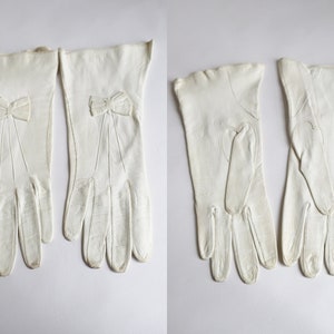 Cream Colored 50s Vintage Leather Gloves With Bow // Piata Gloves // Size 6.5 image 4