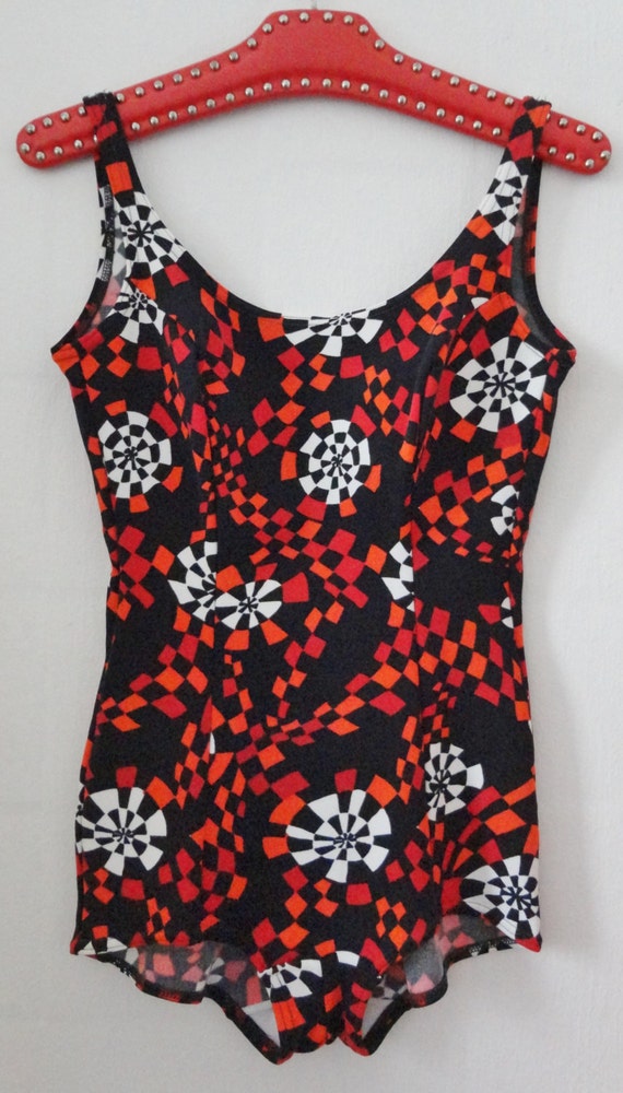 70s Vintage Swimsuit // Mermaid // Red Black Whit… - image 5