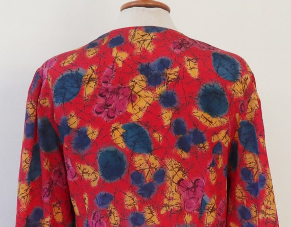 Color Splash Printed 80s Vintage Dress With Drape… - image 9