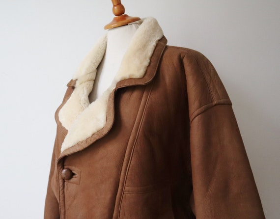 Brown 70s 80s Mens Leather/Sheepskin Vintage Jack… - image 5