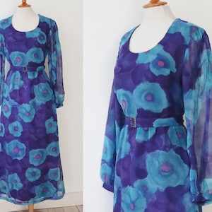 Robe Vintage Années 70 Taille 38, Fleurie, En Coton - Style Débardeur - Très Bon état