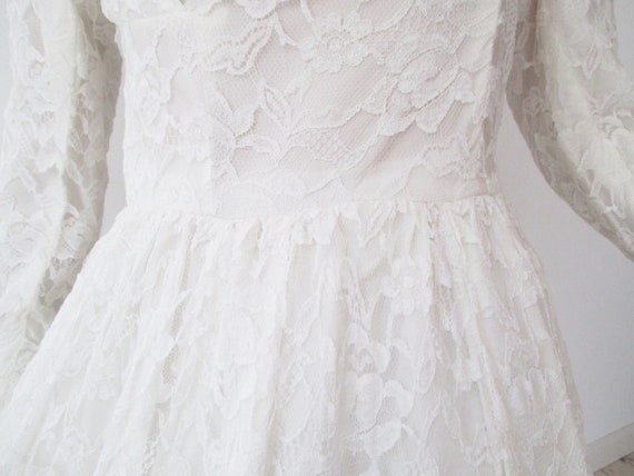 Very Beautiful White 50s 60s Vintage Lace Dress /… - image 9