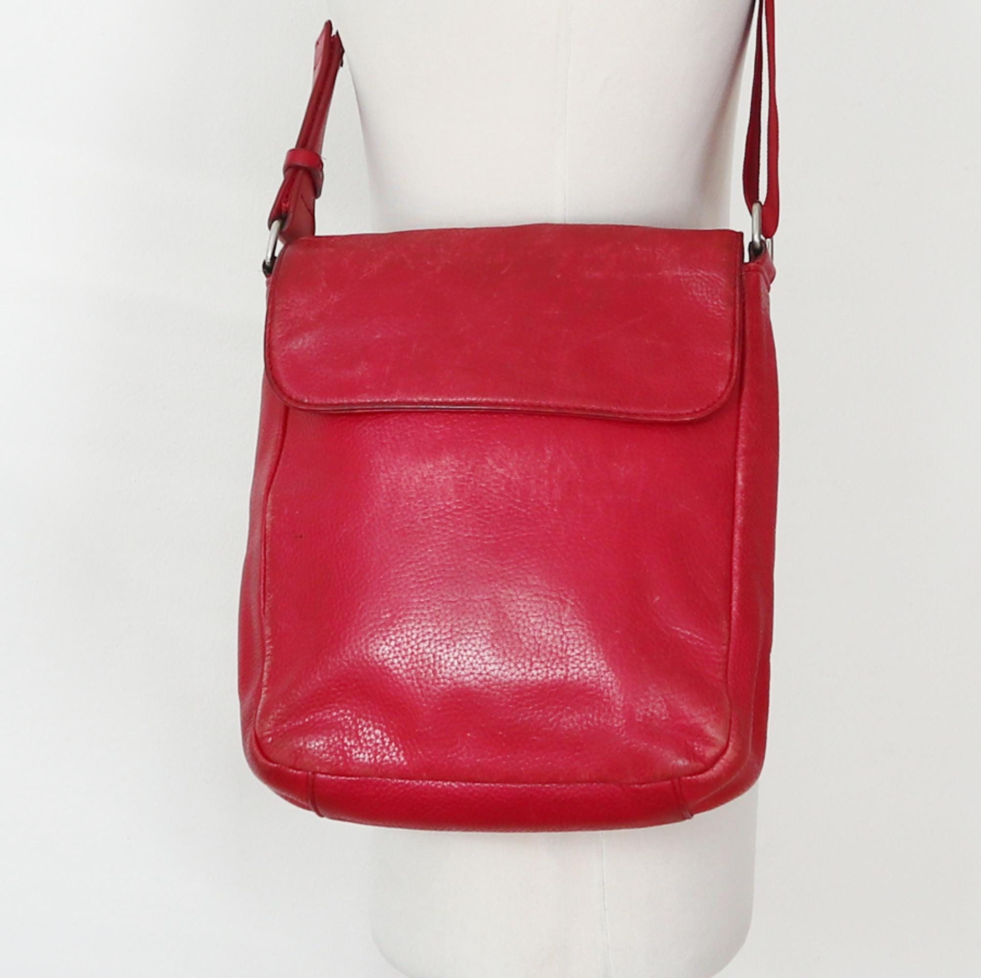 Red 90s Shoulder Bag // Design Dietmar Jost // Leather Bag // Made