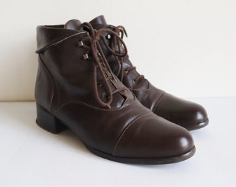 Brown Lace up Boots - Etsy