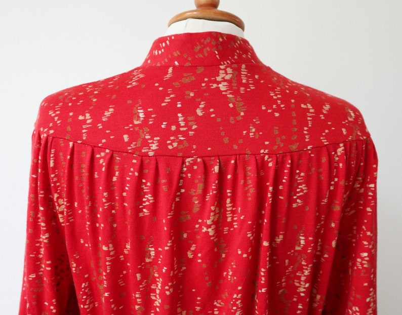Dress Belted Belted Size M Red Beige 80s Vtg