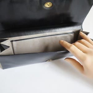 Black 60s Vtg. Leather Clutch Bag