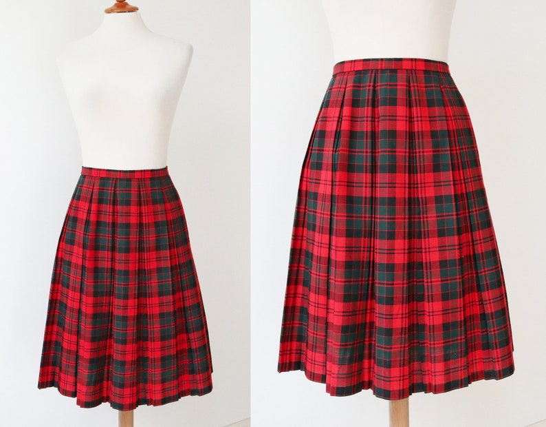 Checked 60s Vtg. Skirt With Pleats // High Waisted Skirt // - Etsy