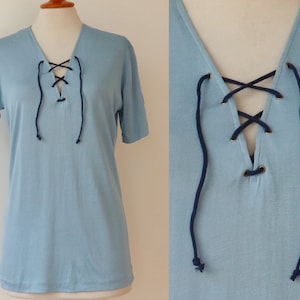 1970s Mens Lace up Shirt - Etsy
