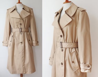 Beige Womens Vtg. Trench Coat // Belted // Size  M