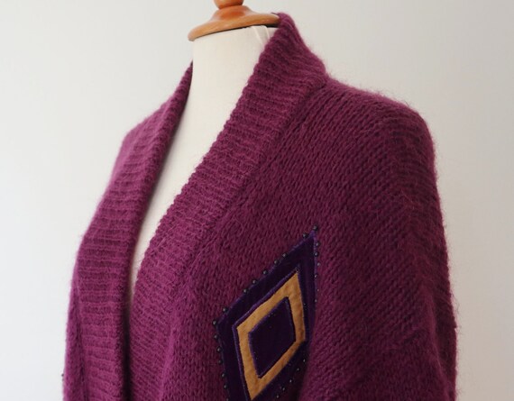 Heather Colored 80s Mohair Vtg. Cardigan With Fab… - image 5