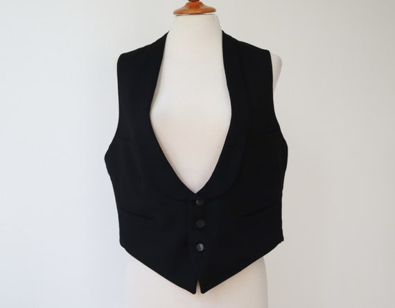 Black 50s Wool Vtg. Vest // Unisex Vest With Satin