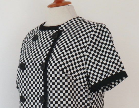 Cool DEADSTOCK 60s MOD Dress In Black White Squar… - image 8