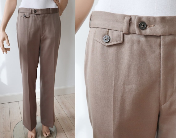 Beige 60s Mens Bell Bottom Pants With Straight Legs // Gardeur