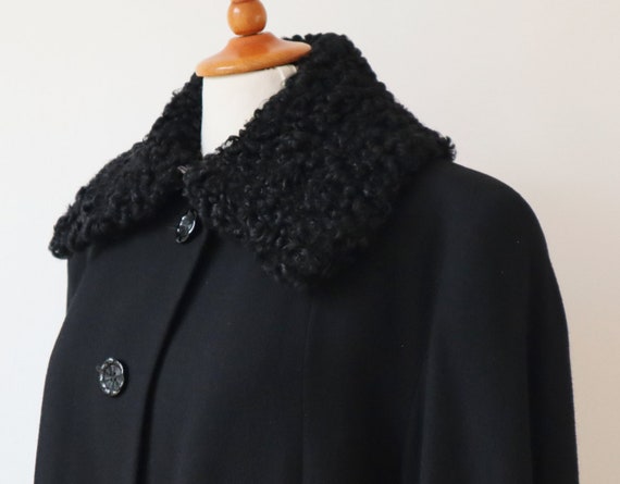 Gorgeous 40s Black Wool Coat // Persian Lamb Coll… - image 6