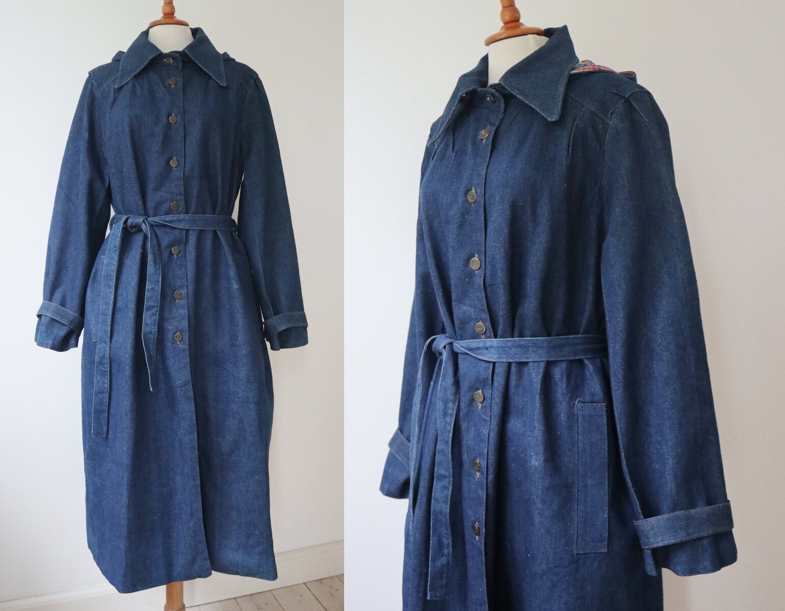 Blue 70s DEADSTOCK Hooded Denim Coat // Mølleskov Design Inger