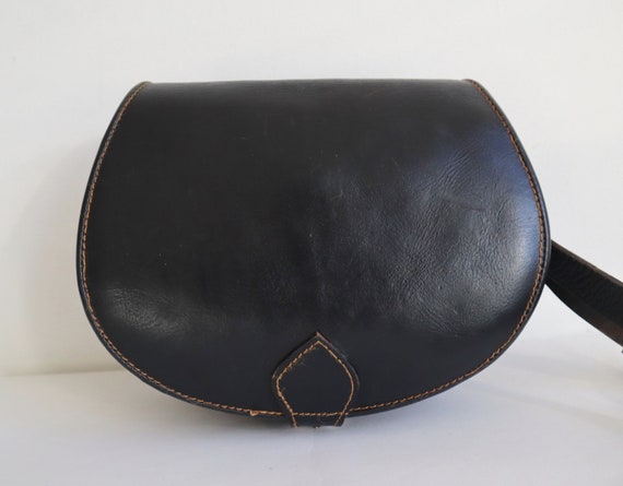Black Leather Shoulder/Crossbody Bag // Black Sad