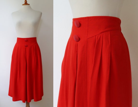 Red 80s High Waisted Vintage Skirt // New Fast //