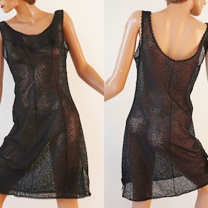 Black 60s Vtg. Lace Slip Dress // Hüsch // Perlon