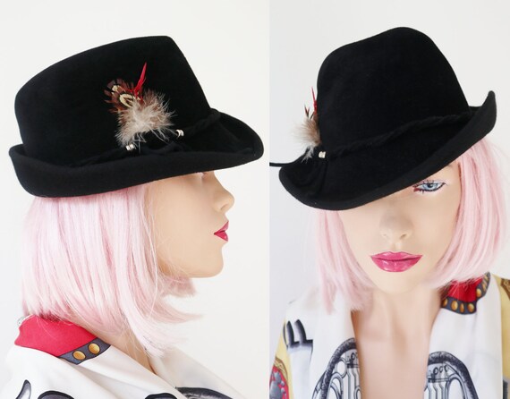 Black Tyrolean Felt Hat With Hatband 