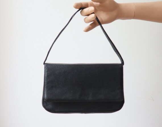 Black 50s Vtg. Top Handle Bag - image 4