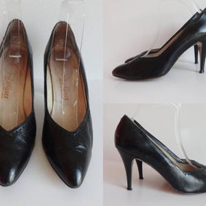 Classic Black 80s Vtg. Leather Shoes // Christina // EU 39 // - Etsy