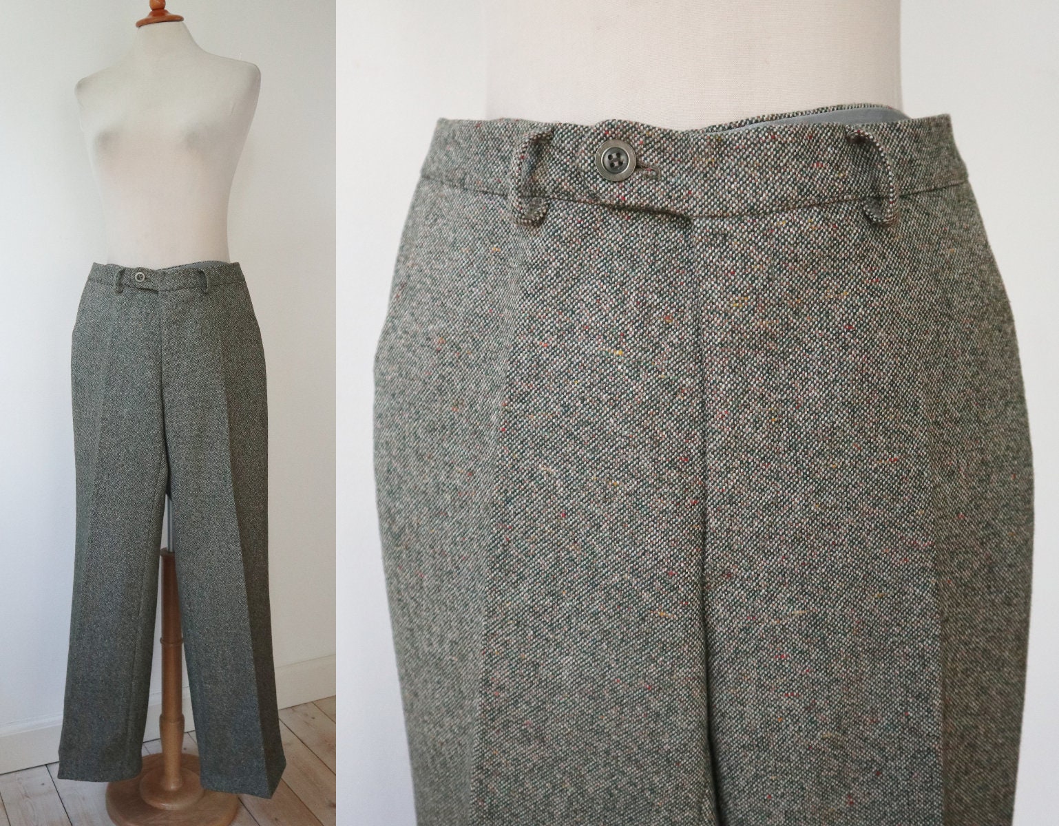 Vintage Wool 60s Wide Leg Pants, 70s Business Casual Office Outfit