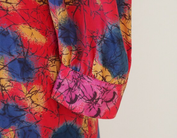 Color Splash Printed 80s Vintage Dress With Drape… - image 8