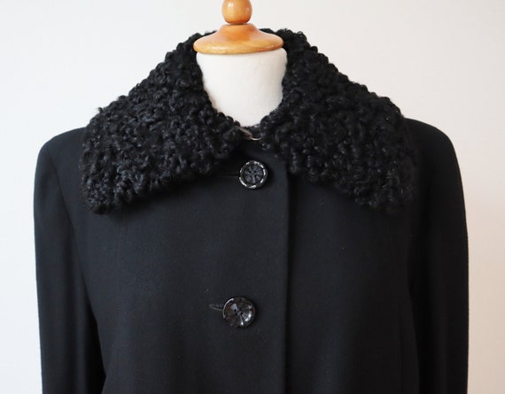 Gorgeous 40s Black Wool Coat // Persian Lamb Coll… - image 3
