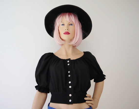 Black 80s Cropped Vtg. Top // Mother Of Pearl // V
