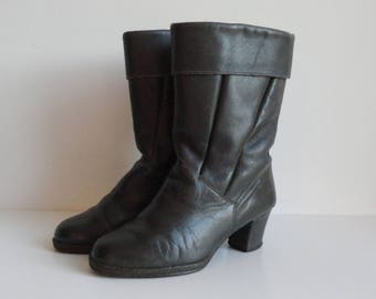 Botas de cuero vintage gris fresco // Forradas // Talla 38 // Hechas en Dinamarca