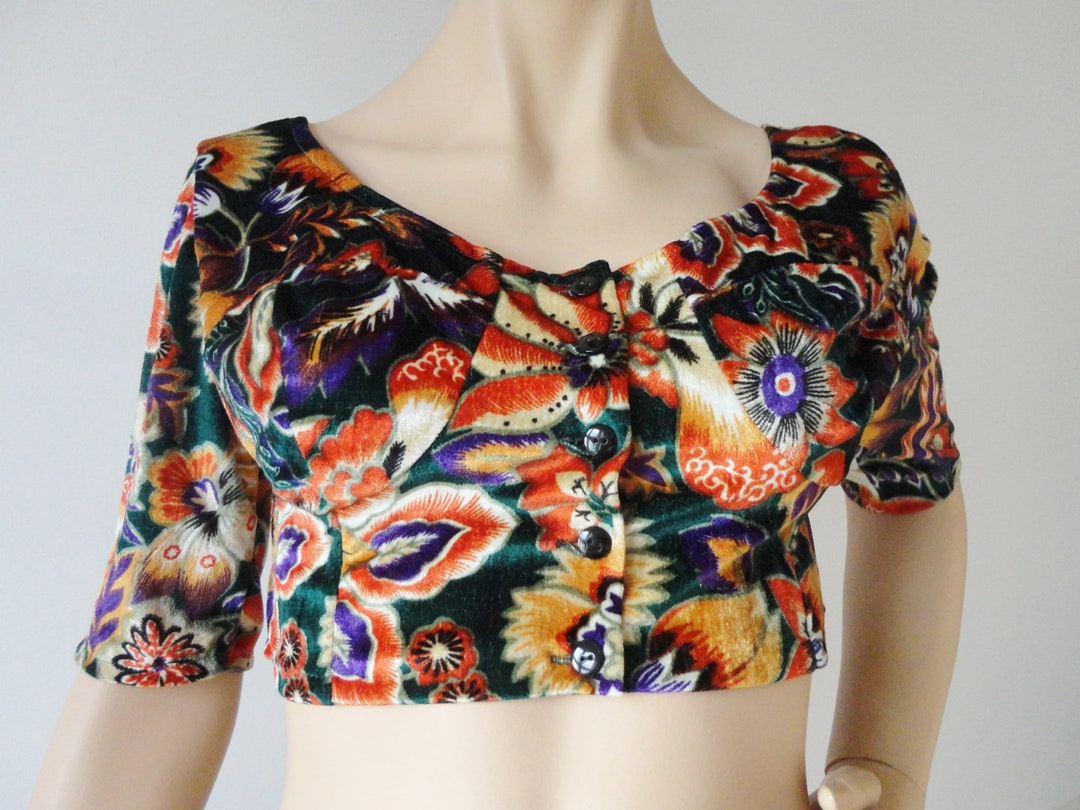 90s Colorful Cropped Top // Be Bop De Luxe - Etsy