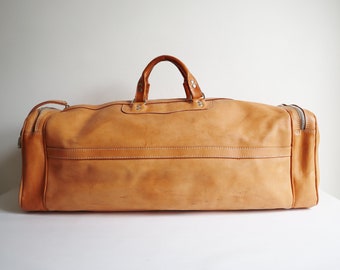 Gorgeous 70s80s Tan Leather Bag // Spacious Travel - Weekend Bag