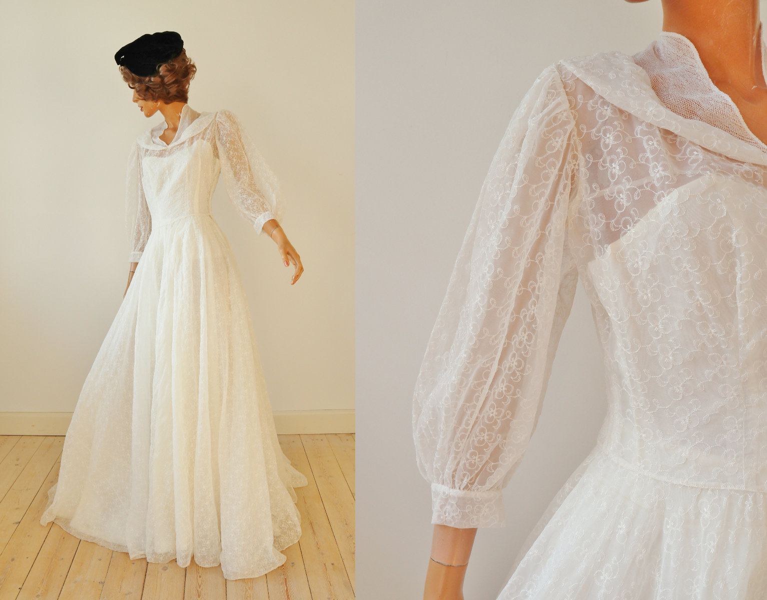 Very Beautiful White 50s Vintage Dress 