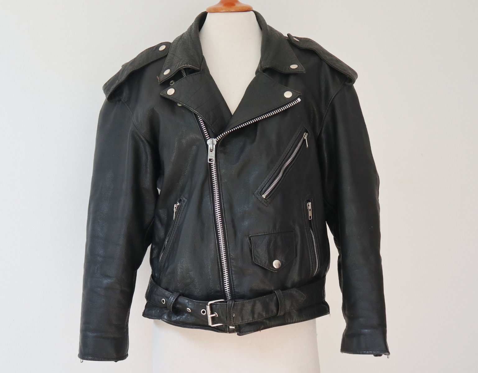 ジャケット・アウター 1980s 90s ROOTS Black Leather Zip Jacket Vintage 90s Black Roots Leather Jacket (L/XL) – Rebalance Vintage