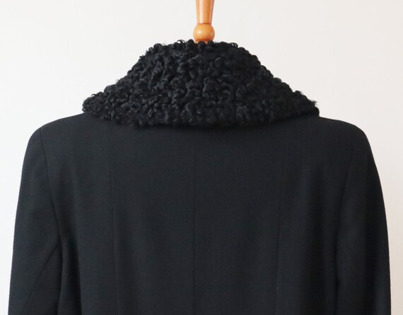 Gorgeous 40s Black Wool Coat // Persian Lamb Coll… - image 8