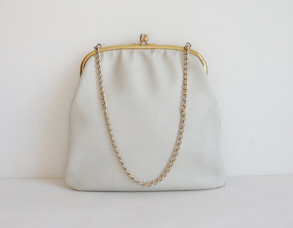 Ivory 60s Vtg. Vegan Top Handle/Shoulder Bag With