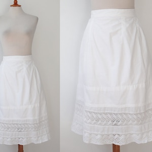 White Edwardian Petticoat/Skirt // Handmade Cotton Ribbon // Cotton // Size L/XL